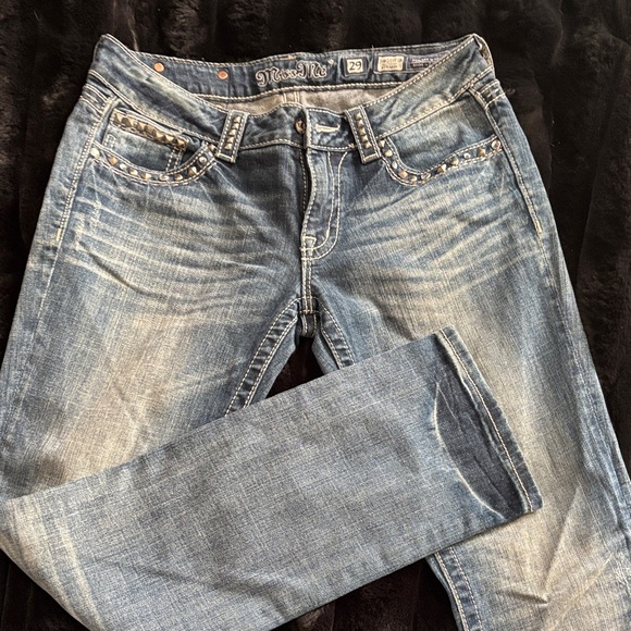 Miss Me Light Blue Boot Cut Jeans with Embellished Pockets - Picture 2 of 4